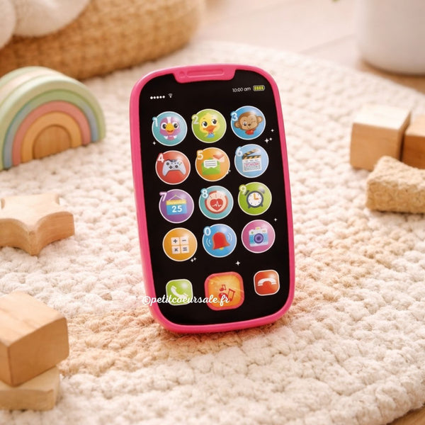 Téléphone bébé jouet – smartphone enfant éducatif 12 mois Rouge