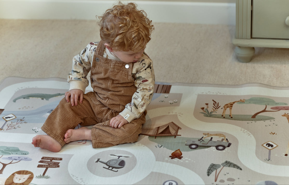 Tapis de jeu pour voiture Safari Friends – tapis circuit enfant