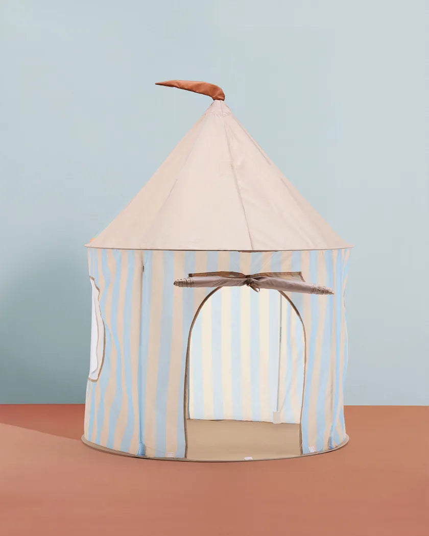 Tente enfant à rayures bleu clair – cabane cosy avec base intégrée dès 2 ans