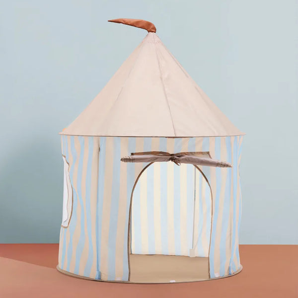 Tente enfant à rayures bleu clair – cabane cosy avec base intégrée dès 2 ans