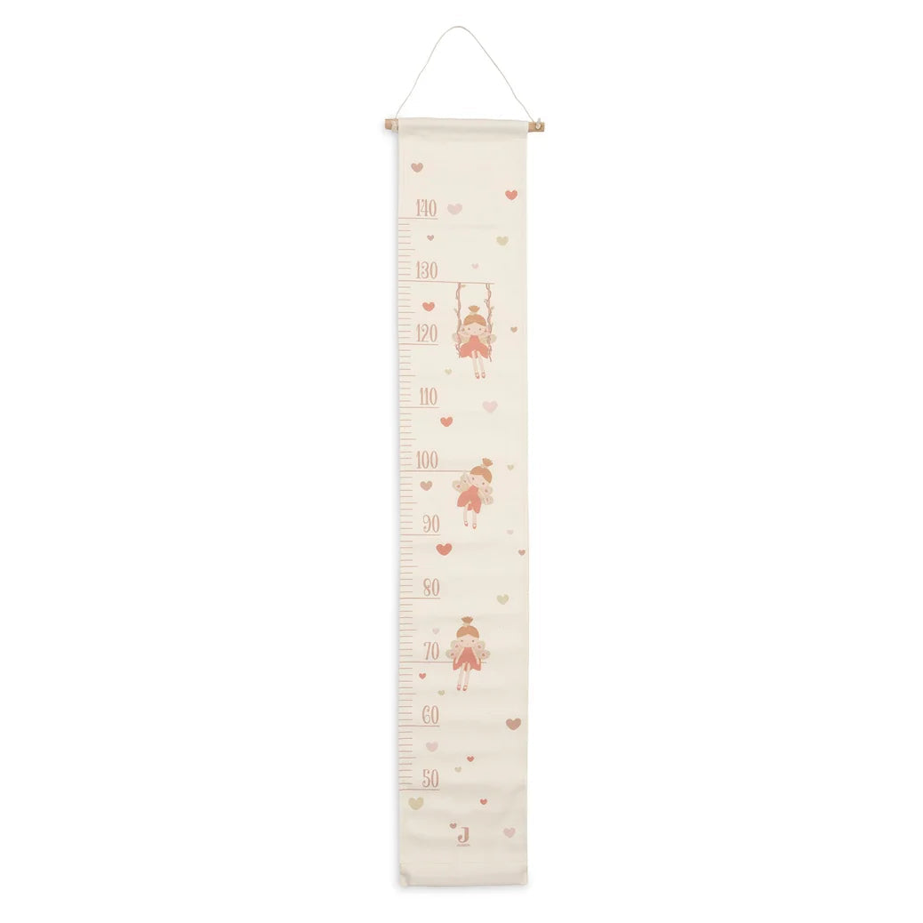 Toise murale enfant Soft Plumes Jollein en coton, 120 x 20 cm, idéale pour suivre la croissance de votre enfant tout en décorant sa chambre.