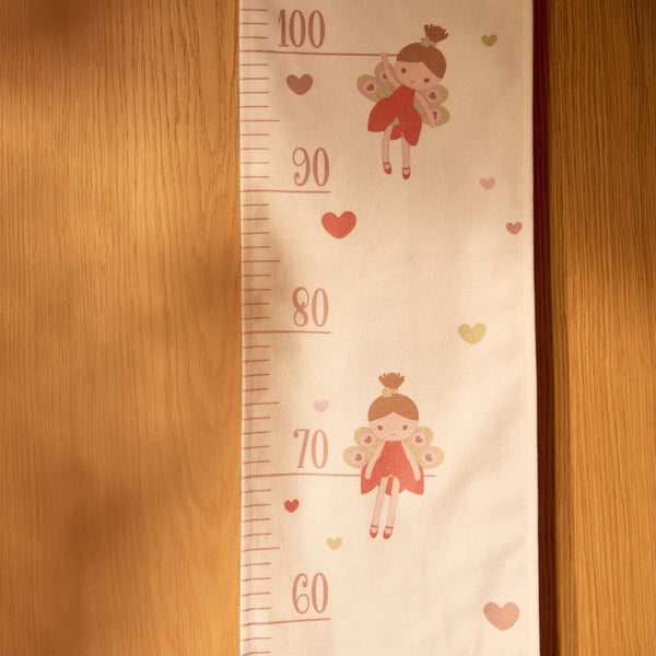 Toise murale enfant Soft Plumes Jollein en coton, 120 x 20 cm, idéale pour suivre la croissance de votre enfant tout en décorant sa chambre.