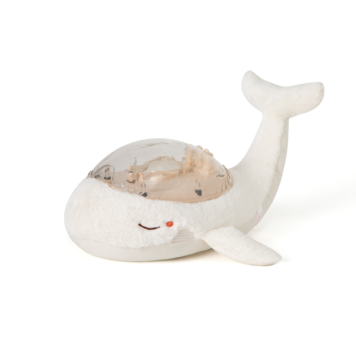 Veilleuse bébé Tranquil Whale™ blanche rechargeable : projections océaniques, bruits blancs, capteur de pleurs et minuterie. Idéale dès la naissance et parfaite en cadeau de naissance.