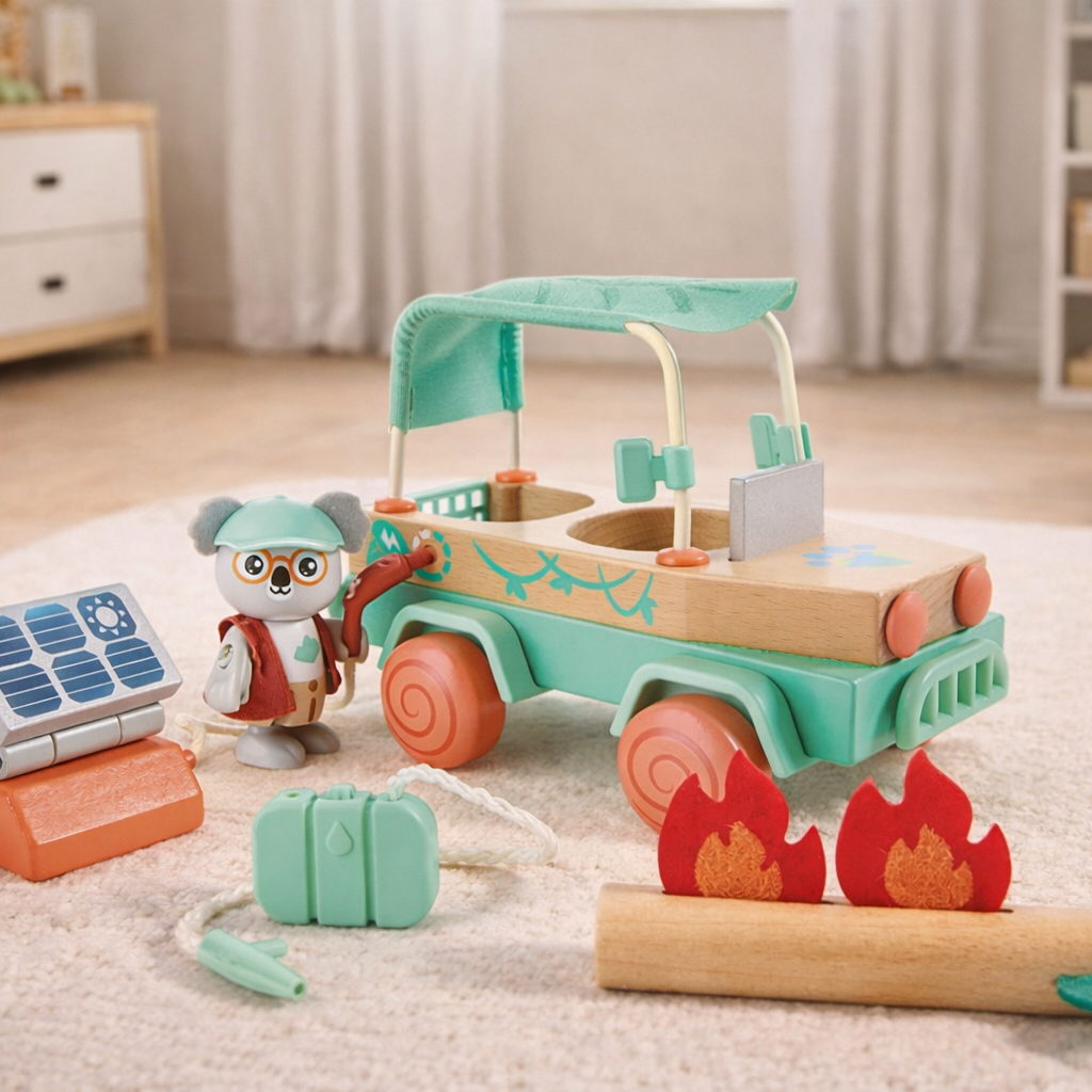 Voiture tout-terrain oscar enfant écologique – Jouet sauvetage forêt 3 ans HAPE