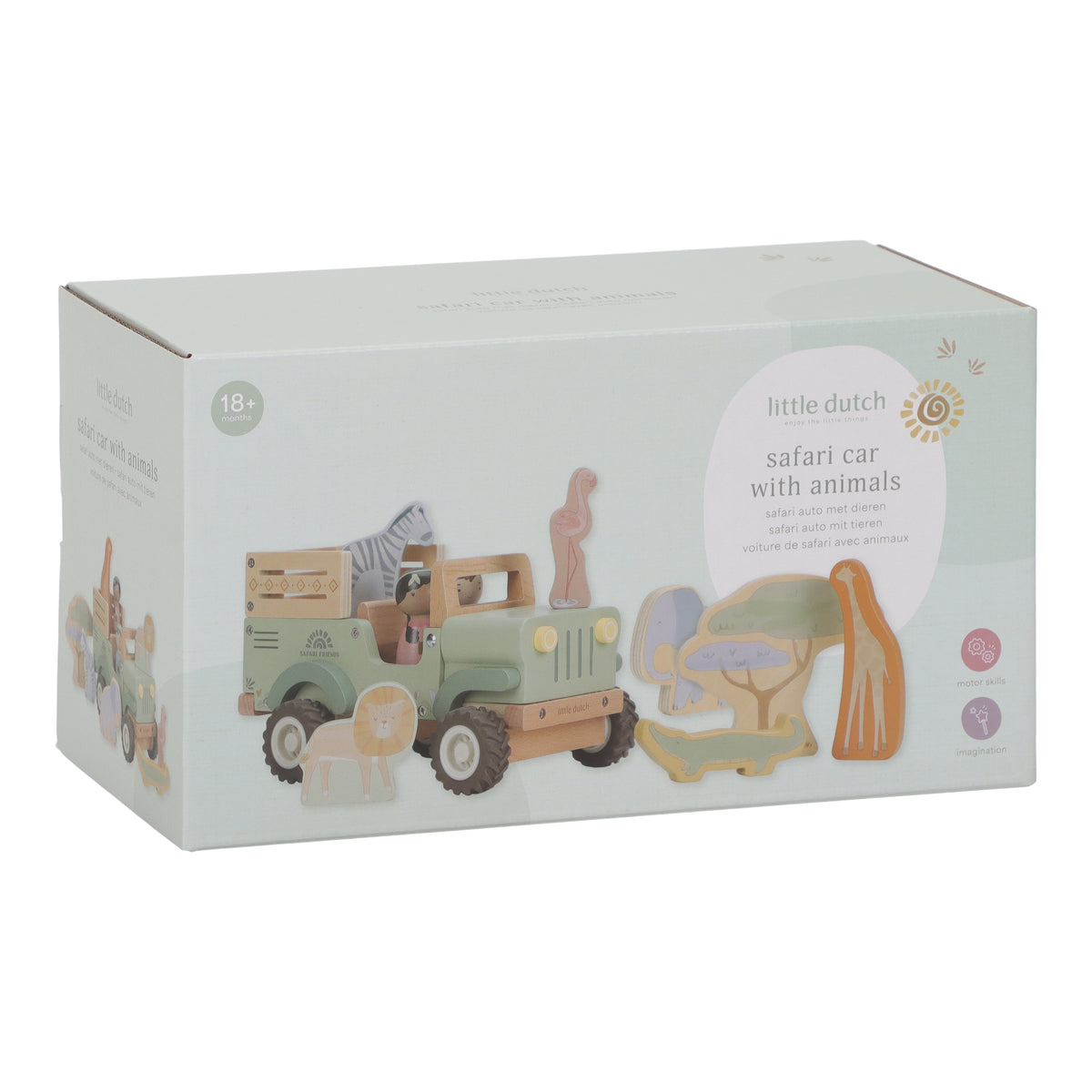 Voiture de safari et animaux en bois Safari Friends – coffret de jeu enfant