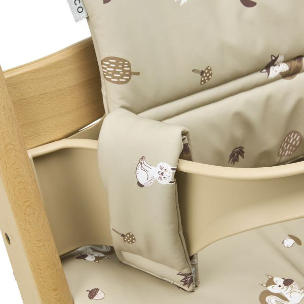 Coussin chaise haute- animaux forêt