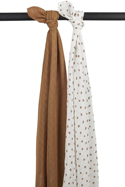 Lot de 2 langes lĂ©opard marron 120x120cm
