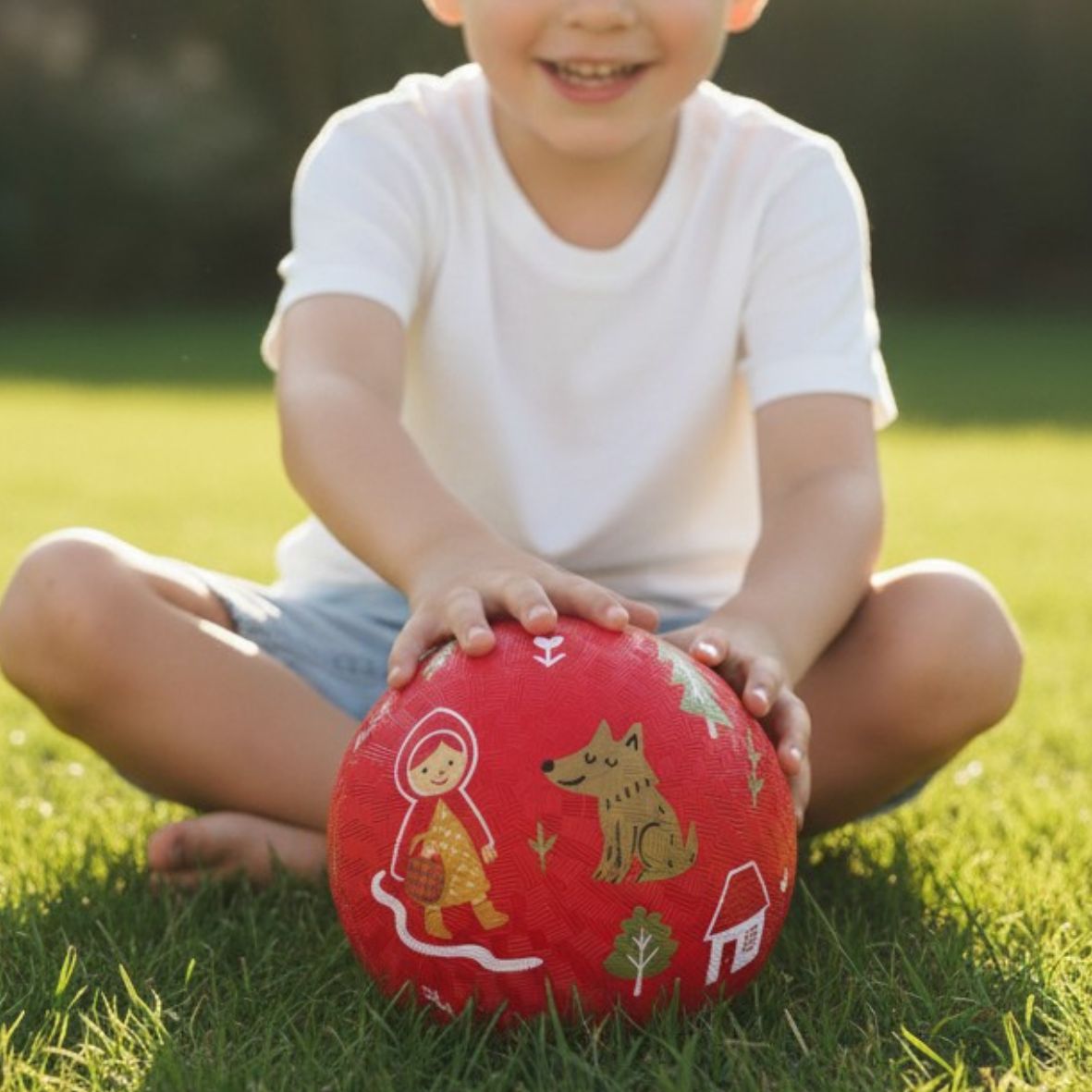 Balle bébé chaperon rouge en caoutchouc naturel – 13 cm ou 18 cm