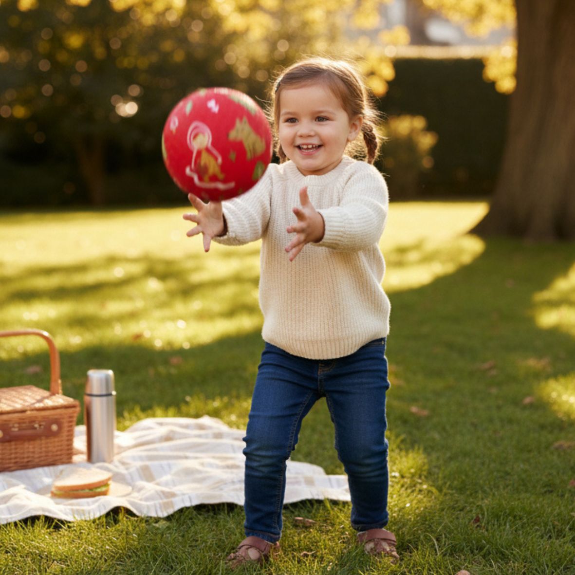 Balle bébé chaperon rouge en caoutchouc naturel – 13 cm ou 18 cm