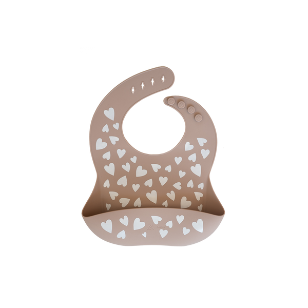 Bavoir en Silicone – Love Taupe