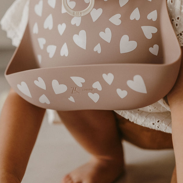 Bavoir en Silicone – Love Taupe