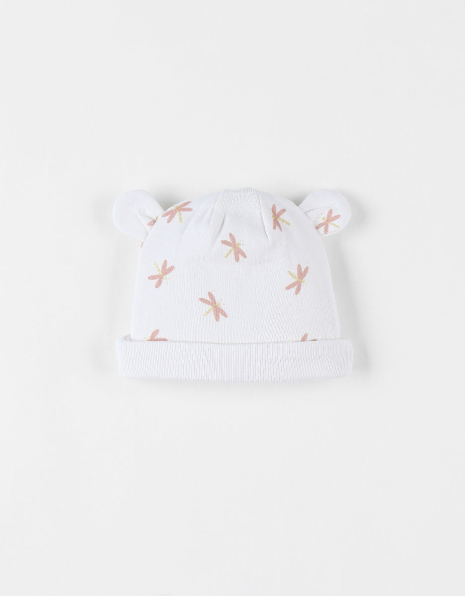 Bonnet bébé oreilles ourson fleuri NOUKIES