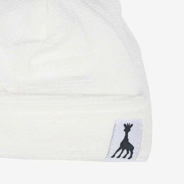 Bonnet naissance velours drop needle - Bleu marine sophie la girafe