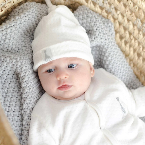 Bonnet naissance velours jacquard - Beige sophie la girafe