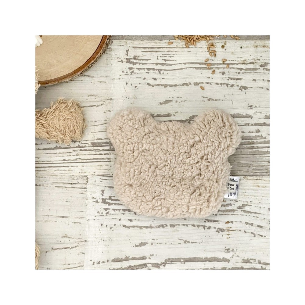 Bouillotte sèche – Ours – Moumoute Beige 🧸 Un deux croix