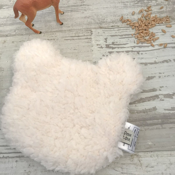 Bouillotte sèche – Ours – Moumoute Ecru 🧸 Un deux croix
