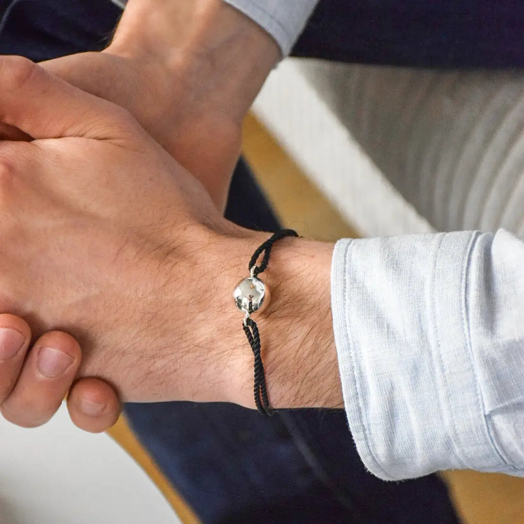 Bracelet bola pour papa bleu marine bijou grossesse fabriqué en France