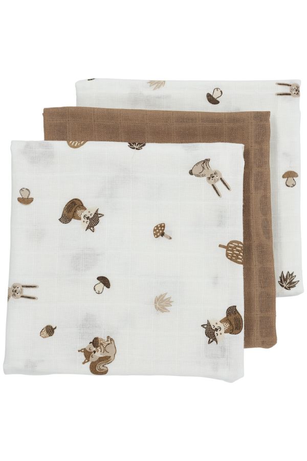 Lot de 3 langes forêt 70x70cm
