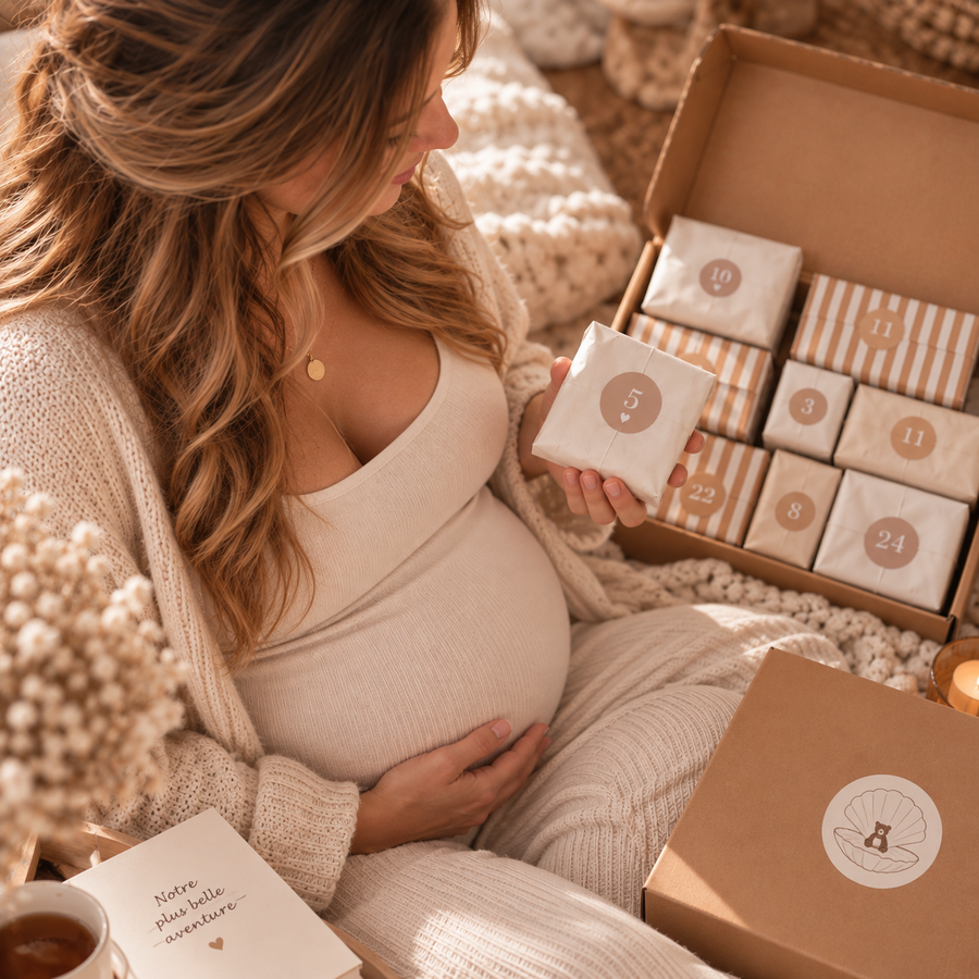 calendrier de l'avent pour future maman un cadeau unique pour faire patienter une femme enceinte pendant sa grossesse. 