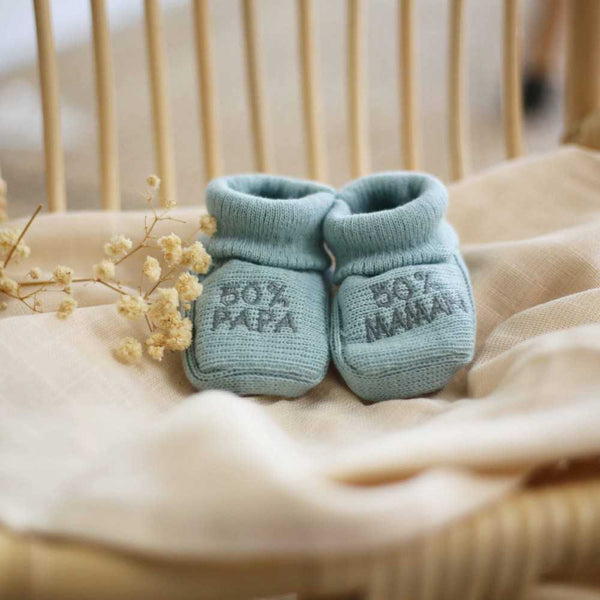Chaussons bébé 50% papa/50% maman vert TROIS KILOS SEPT