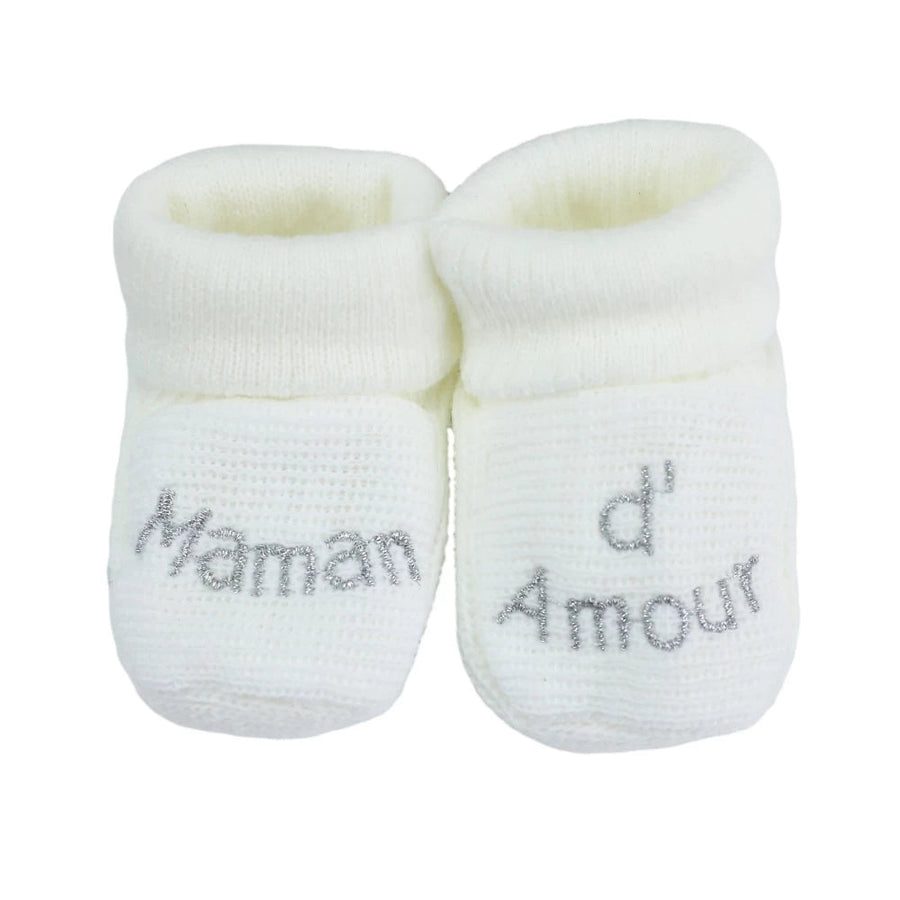 Chaussons bébé - Maman d'amour blanc TROIS KILOS SEPT