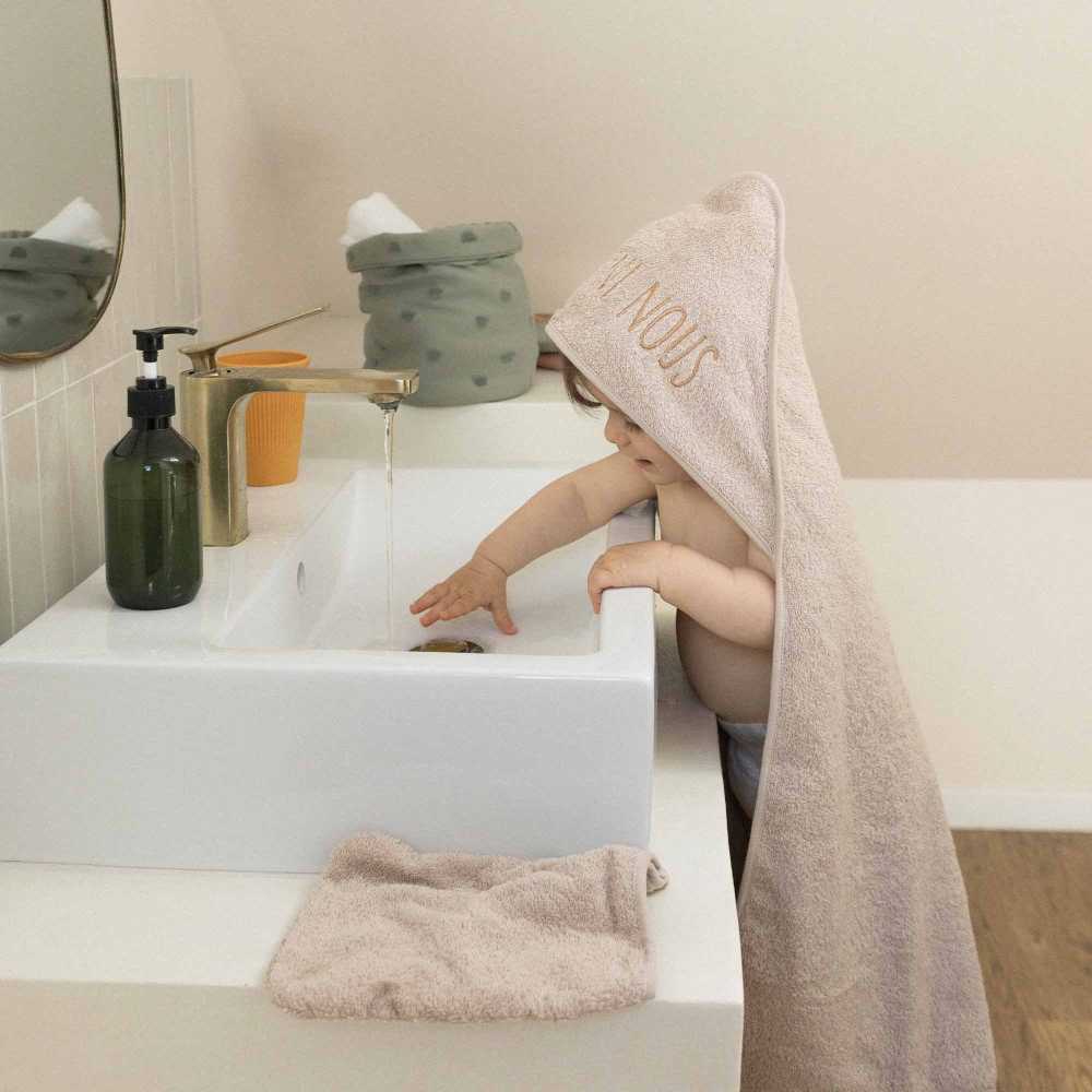 Set cape de bain et gant bébé Mini Nous sable TROIS KILOS SEPT