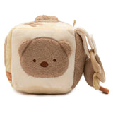 Cube d’activités bébé Kangourou avec miroir, grelots, tissu qui craque et figurines d’animaux. Stimule la motricité, l’éveil sensoriel et le jeu interactif.