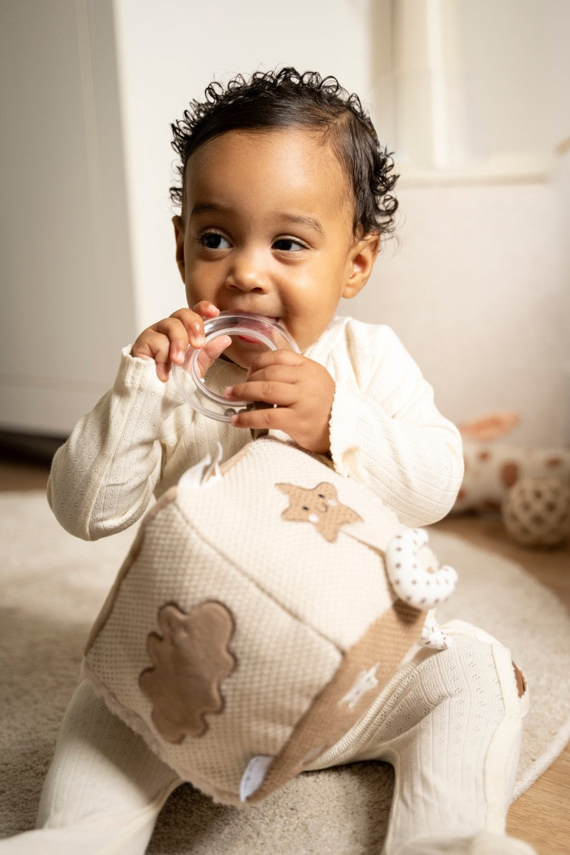 cube d’éveil bébé mixte beige brun doux