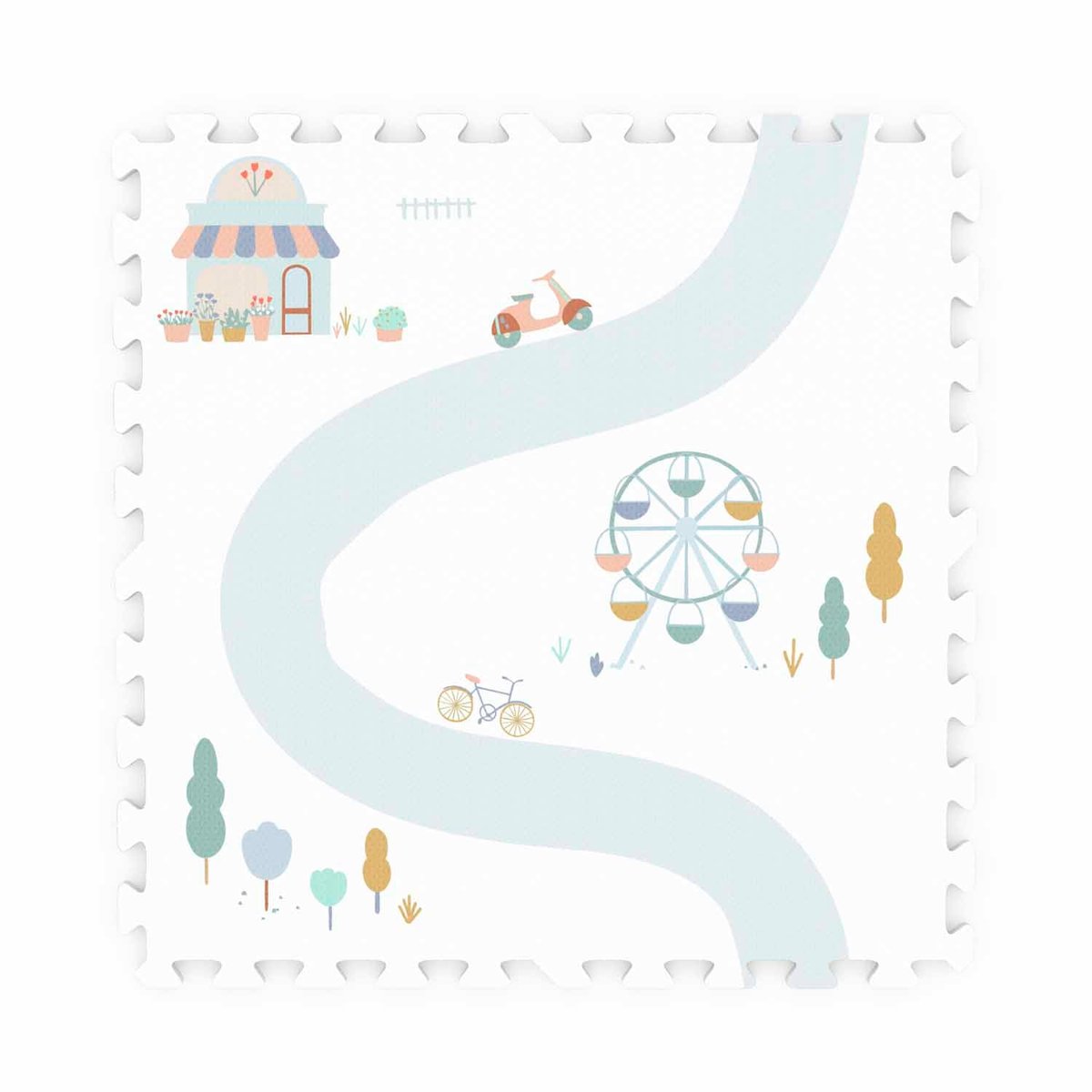 Tapis de jeu dalles EEVAA réversible 2 en 1 Village (120 x 180 cm)