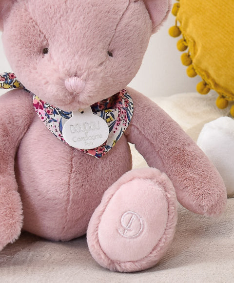 L'Ours Doudou - Ours en peluche rose- 25 cm DOUDOU ET COMPAGNIE