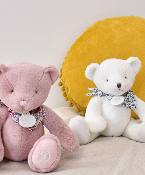 L'Ours Doudou - Ours en peluche blanc- 25 cm