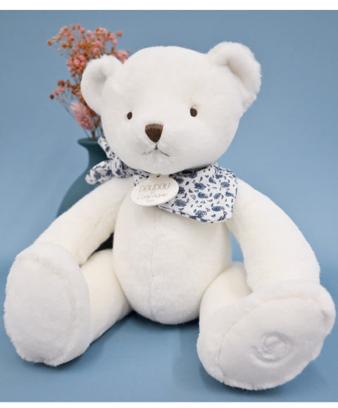 L'Ours Doudou - Ours en peluche blanc- 25 cm