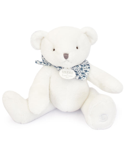 L'Ours Doudou - Ours en peluche blanc- 25 cm