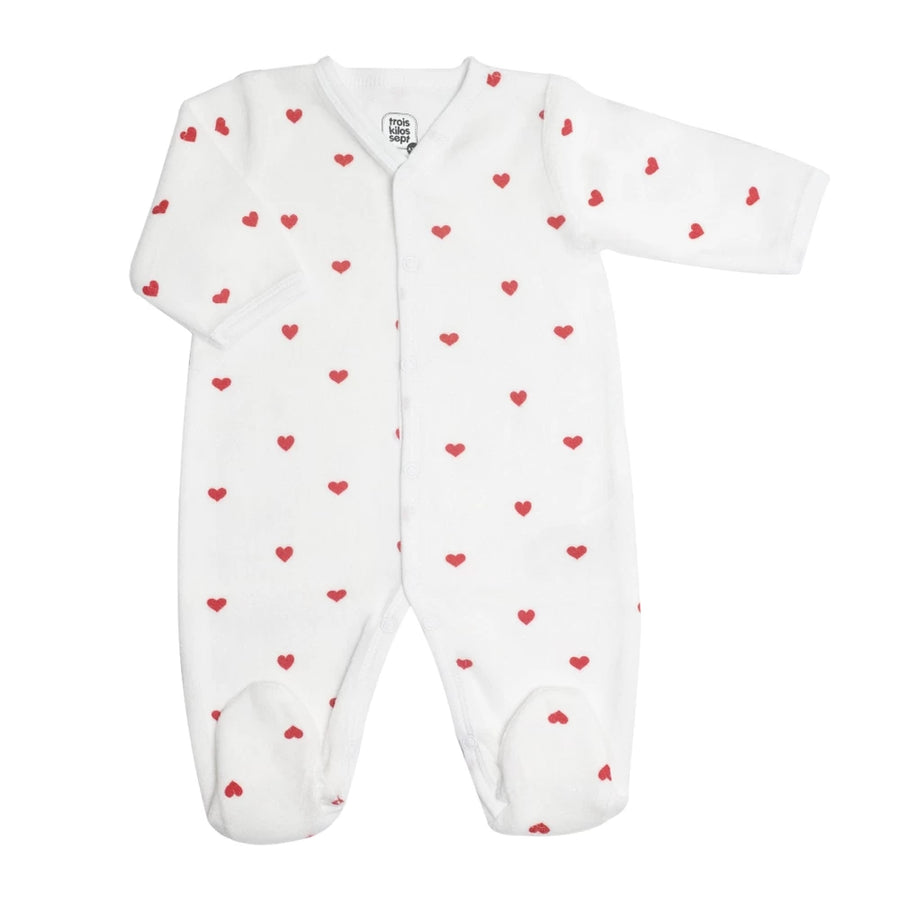 Pyjama Bébé Petits Cœurs Rouge – Velours Doux
