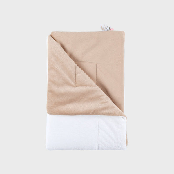 Couverture brodée écrue 75x100 cm en Veloudoux