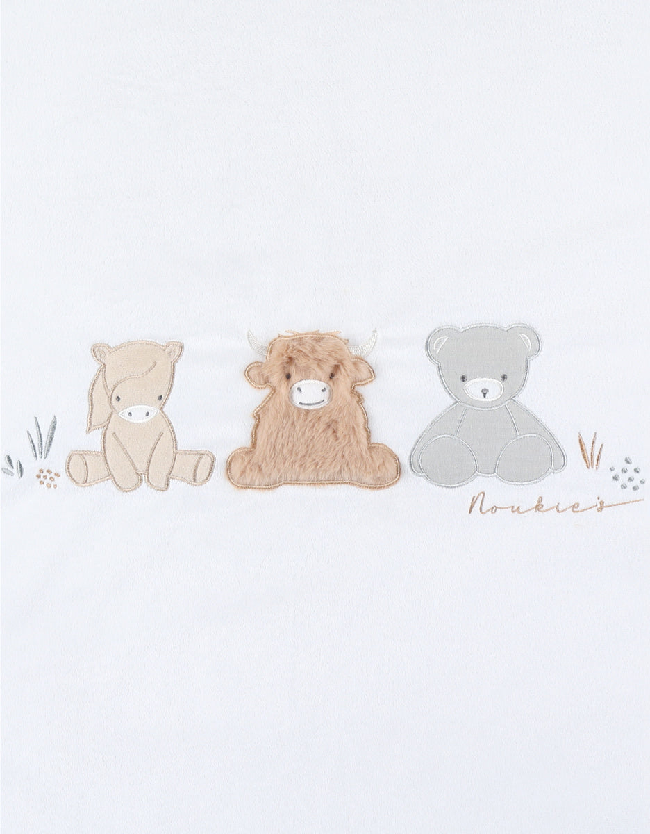 Couverture brodée écrue 75x100 cm en Veloudoux