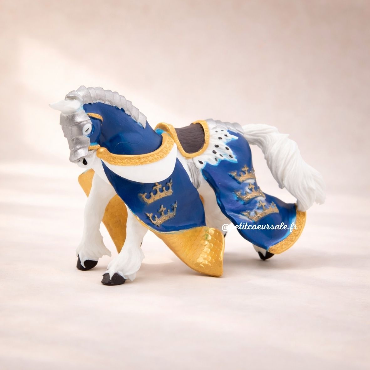 Figurine Cheval du Roi Arthur bleu – jouet enfant dès 3 ans PAPO