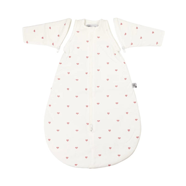 Gigoteuse Bébé en Coton à Manches Amovibles TOG 2.5 – Cœurs Rose TROIS KILOS SEPT
