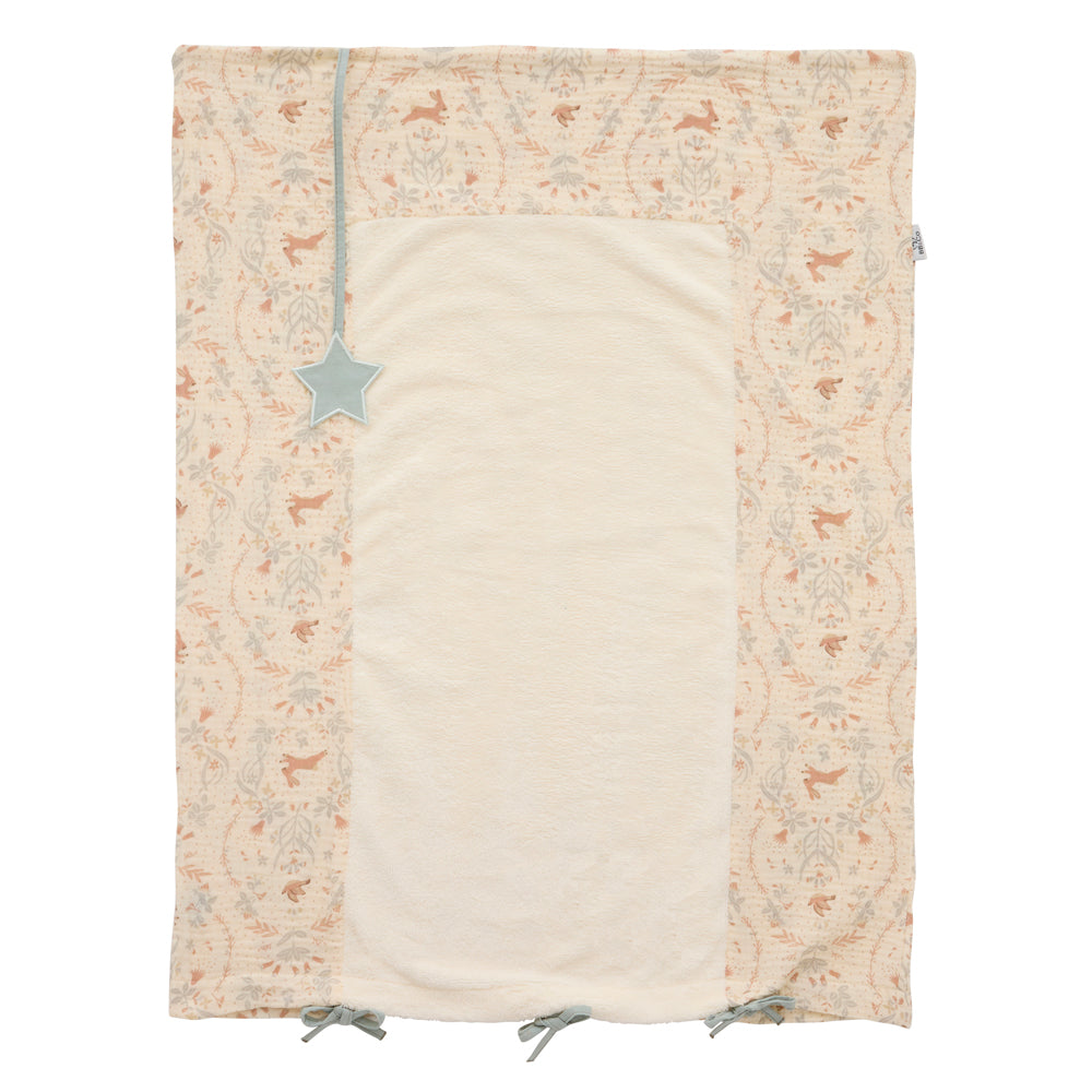 Housse matelas à langer bébé coton jardin enchanté étoile brodée