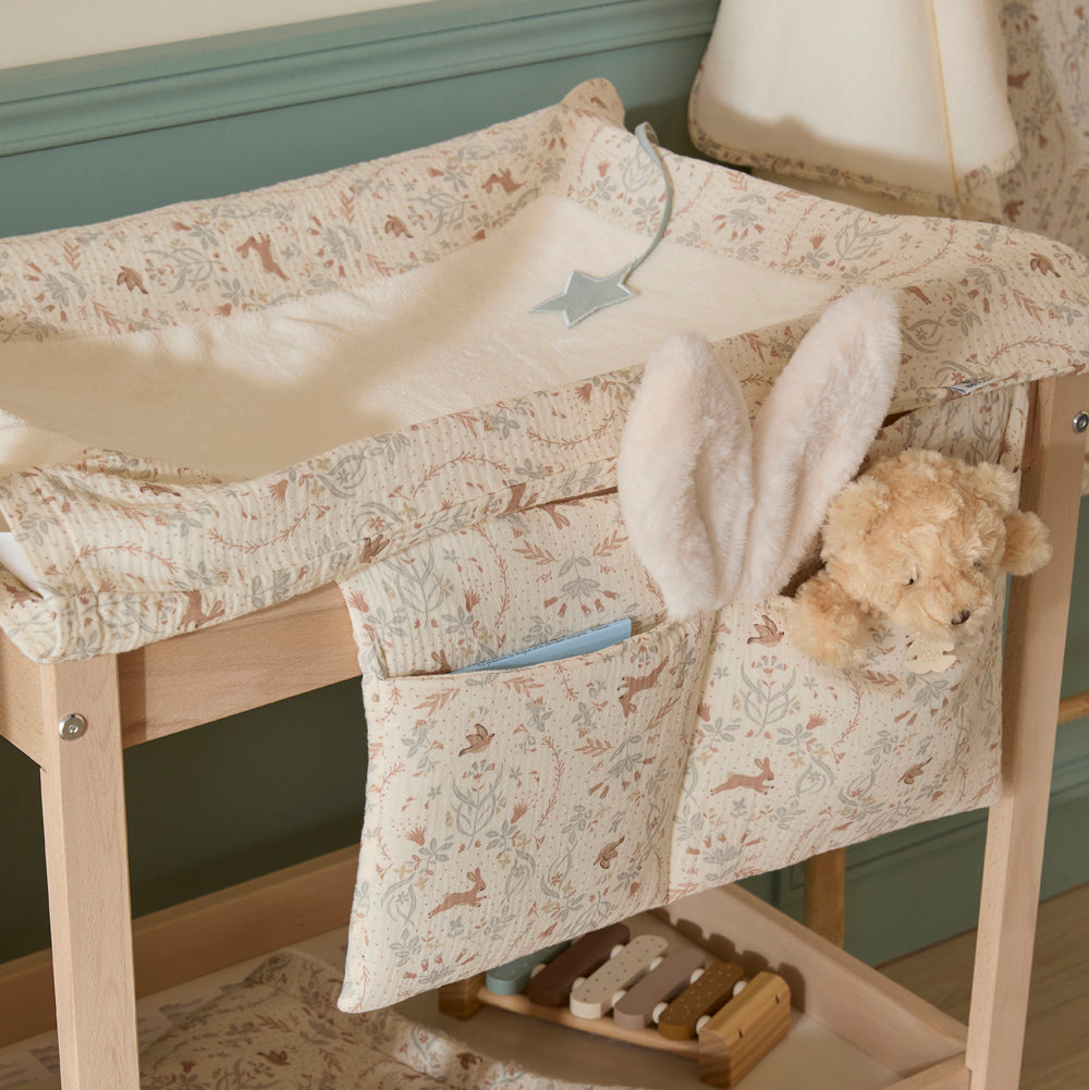 Housse matelas à langer bébé coton jardin enchanté étoile brodée