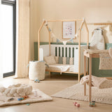 Housse matelas à langer bébé coton jardin enchanté étoile brodée