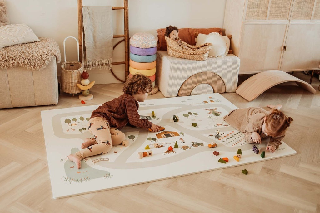 Tapis de jeu réversible 2 en 1 EEVAA ferme (120 x 180 cm)