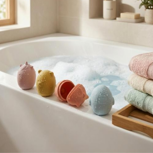 Lot de 4 jouets de bain en silicone – Licorne, Ours, Hibou et Requin GMLB