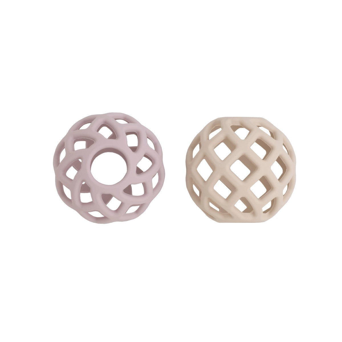 Jouet Balle Silicone – Lot de 2 balles en silicone vieux rose et warm linen BABY'S ONLY