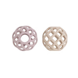 Jouet Balle Silicone – Lot de 2 balles en silicone vieux rose et warm linen BABY'S ONLY