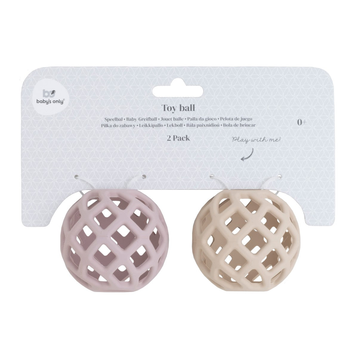 Jouet Balle Silicone – Lot de 2 balles en silicone vieux rose et warm linen BABY'S ONLY