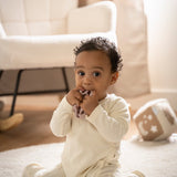 Jouet Balle Silicone – Lot de 2 balles en silicone vieux rose et warm linen BABY'S ONLY