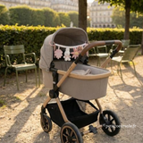 jouet d’éveil sensoriel poussette bébé textures couleurs