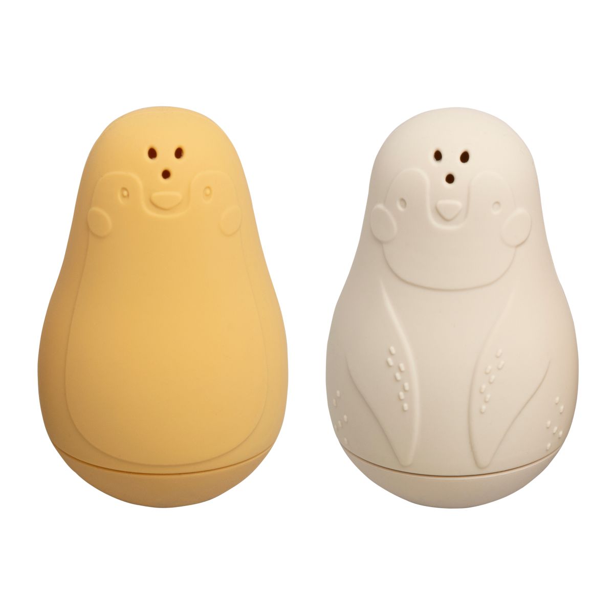 Jouets de Bain Pingouins Arroseurs – Ocre & Warm Linen | Lot de 2 en Silicone BABY'S ONLY