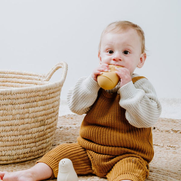 Jouets de Bain Pingouins Arroseurs – Ocre & Warm Linen | Lot de 2 en Silicone BABY'S ONLY